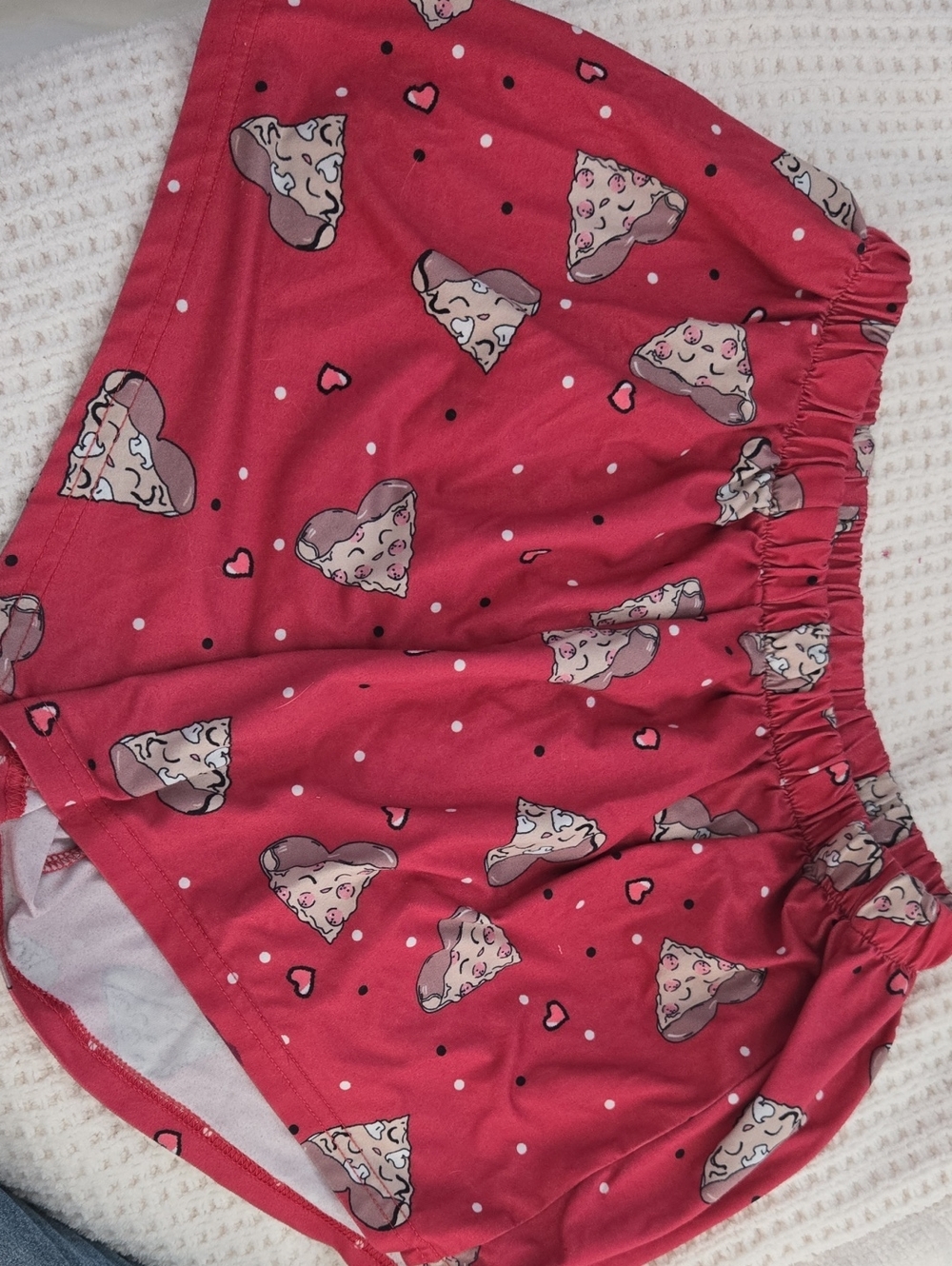 Women’s Red Pizza Heart Print Sleep Shorts